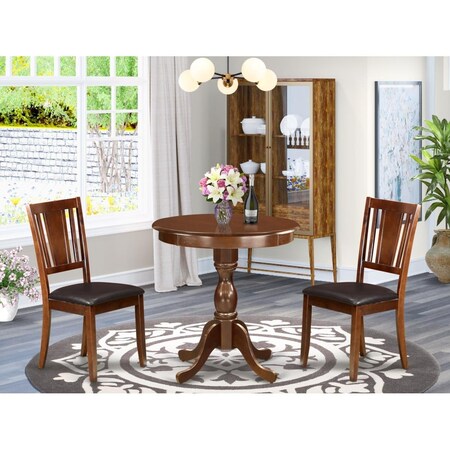 East West Furniture 3 Piece Eden Modern Dining Room Set - Mahogany ESDU3-MAH-LC